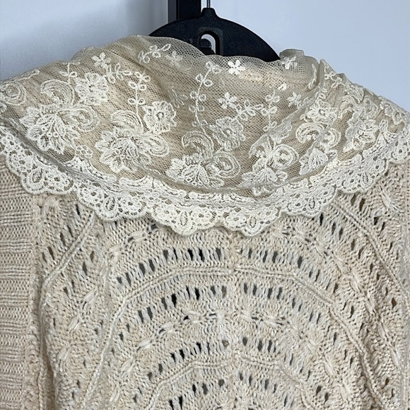 Flying Tomato Lace Sweater Vest Cardigan Ivory Women's Sleeveless Size Small - Picture 8 of 12
